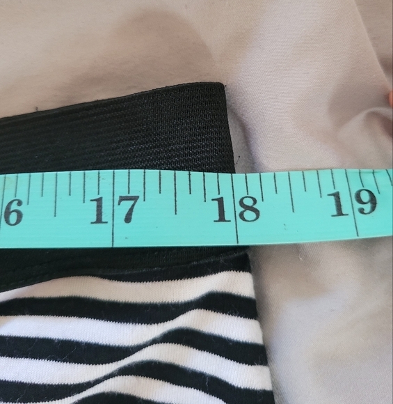 Tricotto | Black & White Stripped Long Skirt with Front slit & Elastic at Waist - Picture 8 of 9